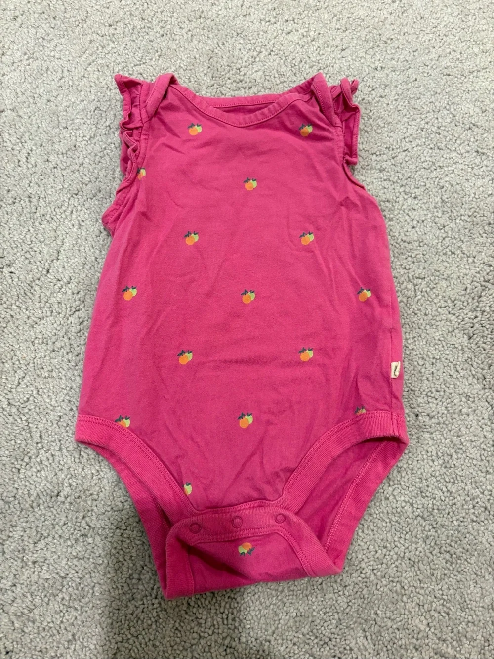 GAP Bright Pink Peach-Print Ruffle Sleeve One-Piece